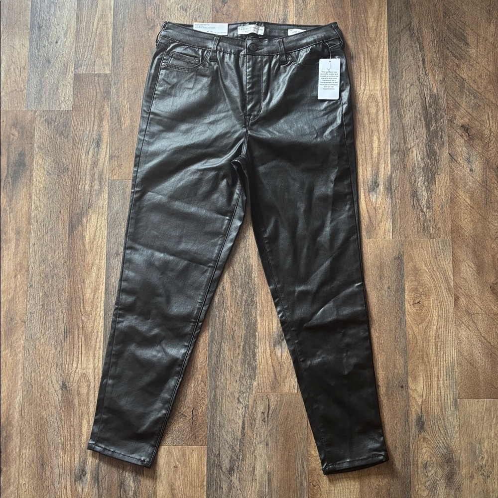 Social Standard by Sanctuary Black Faux Leather Mid Rise Ankle Skinny Pants 12